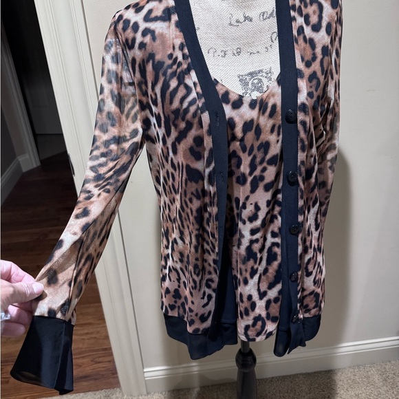Chico's Brown and Black Leopard Print Cardigan 2 piece set - Picture 11 of 15